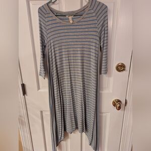 NWOT Women's Matilda Jane Her Majesty Sharkbite blue & gray striped dress Sz XS